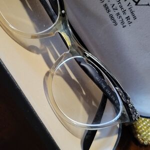 Vintage/Antique Black And Clear Frames W/ Silver Floral  Design On Arms & Frame